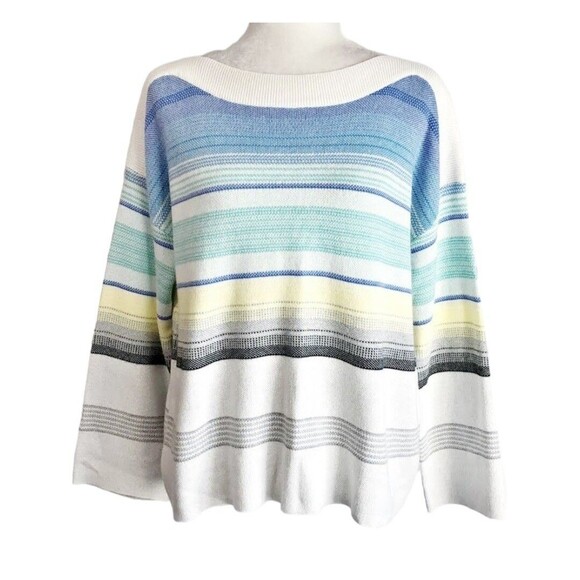 JOHN PAUL RICHARD Pullover Knit Sweater Women’s Plus Size XXL Stripe Top Multi - Picture 1 of 12